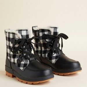 Torrid - Black Plaid Cold Weather Booties Size 12WW